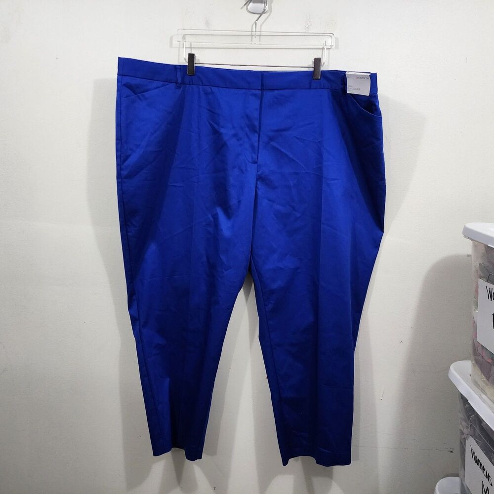 NEW Liz Claiborne Emma Slim Leg Trouser Pant Cobalt Stretch Mid-rise Plus Sz 28W
